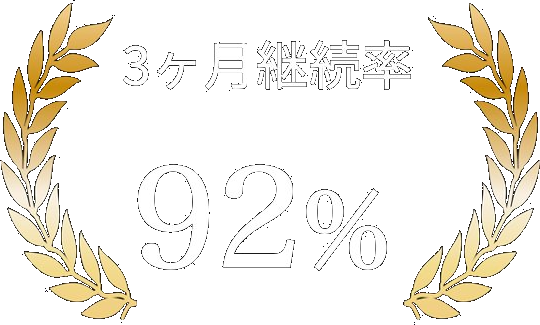3ヶ月継続率 92%